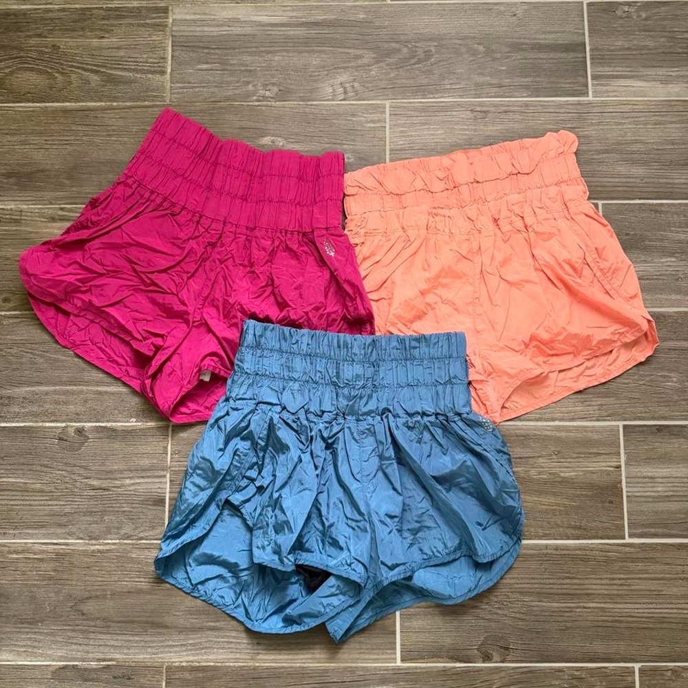 Free People Movement 3 pack shorts in blue, pink, and orange size MEDIUM